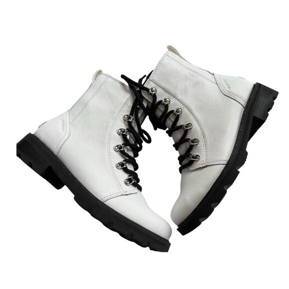 Sorel Shoes - SOREL Lennox Lace STKD Combat Boots Women's 7  White Leather